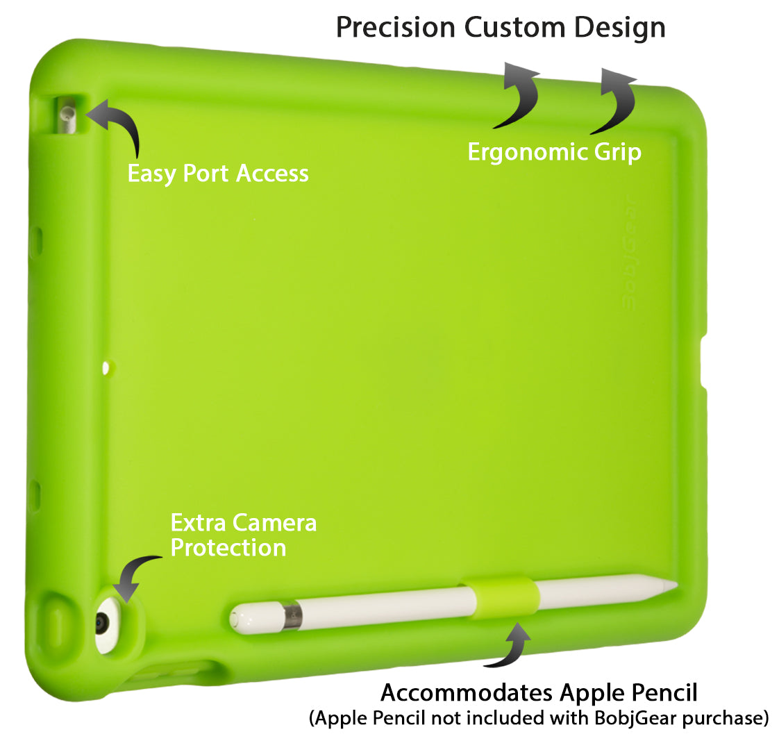 BobjGear Bobj Rugged Case for iPad 2018 6th Generation 9.7 inch - BobjBounces Kid Friendly  (Gotcha Green)