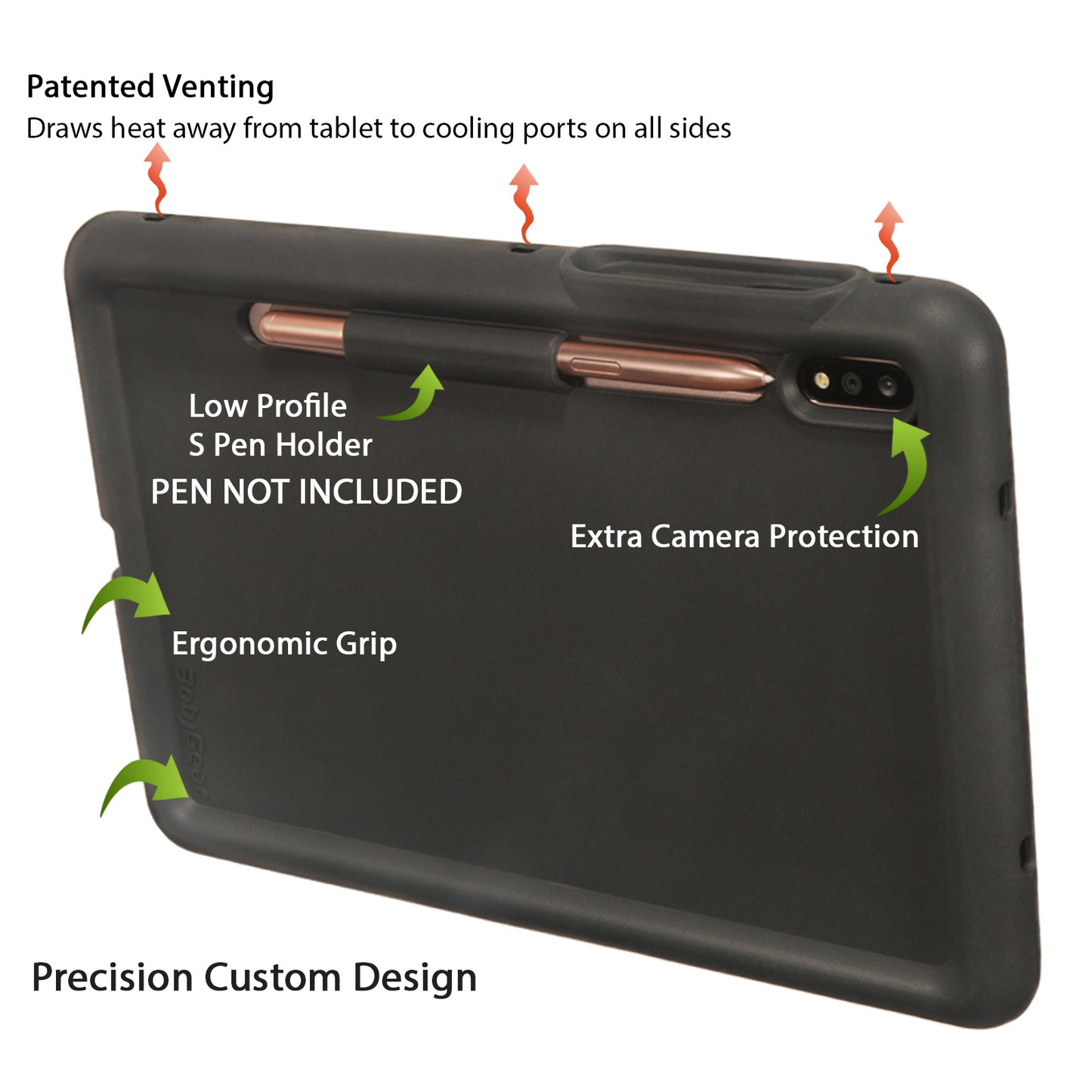 Bobj Rugged Tablet Case for Samsung Galaxy Tab S7 11 inch (2020) SM-T870 and Tab S8 (2022) SM-X700 (Bold Black)