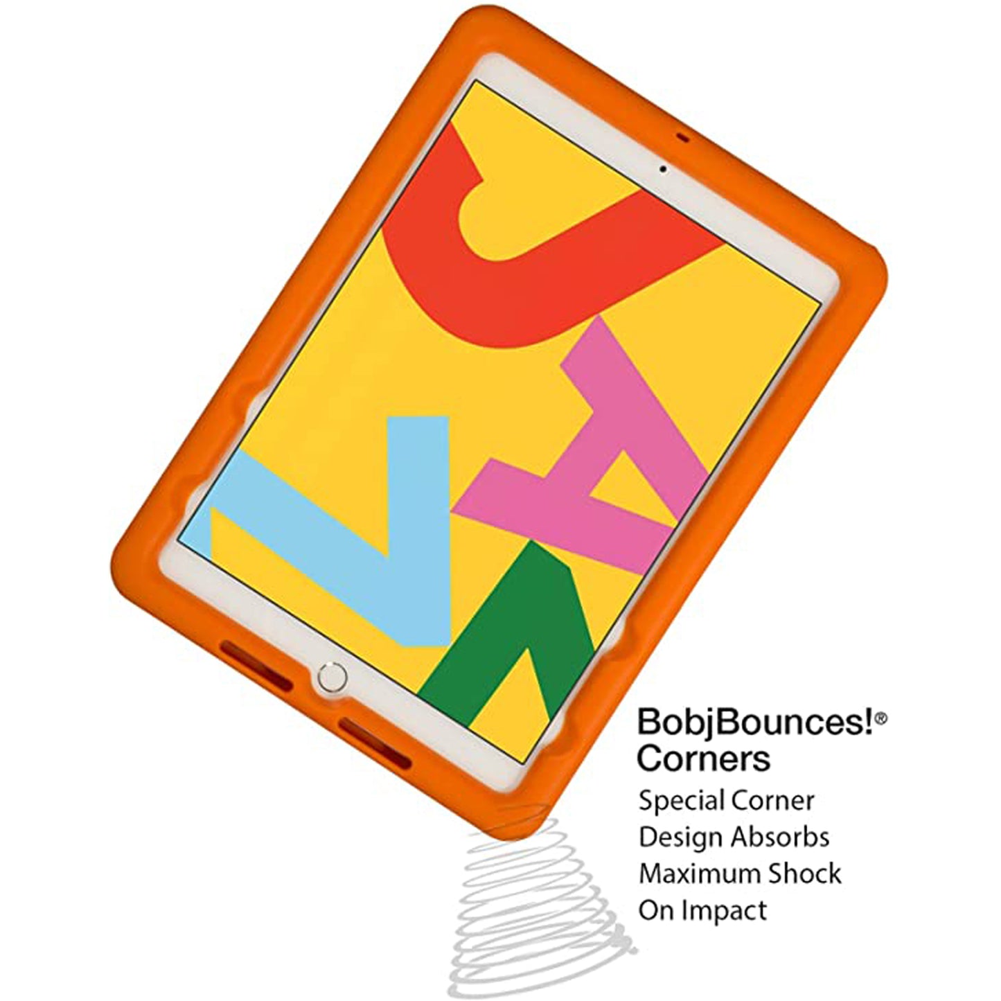Bobj Rugged Tablet Case for iPad 10.2 inch - 9th Gen (2021), 8th Gen (2020), 7th Gen (2019) Kid Friendly (Outrageous Orange)