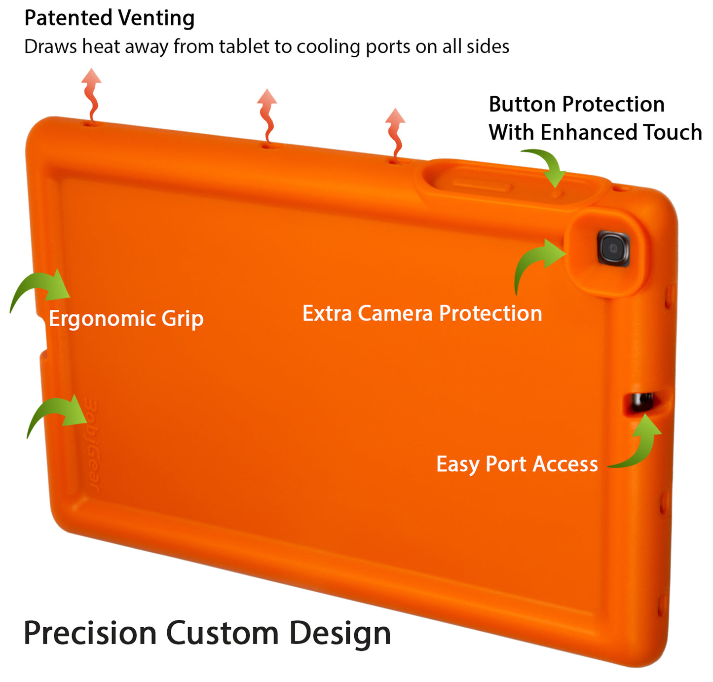 Bobj Rugged Tablet Case for Samsung Galaxy Tab A 10.1 (2019) SM-T510 SM-T515 SM-T517 - Outrageous Orange