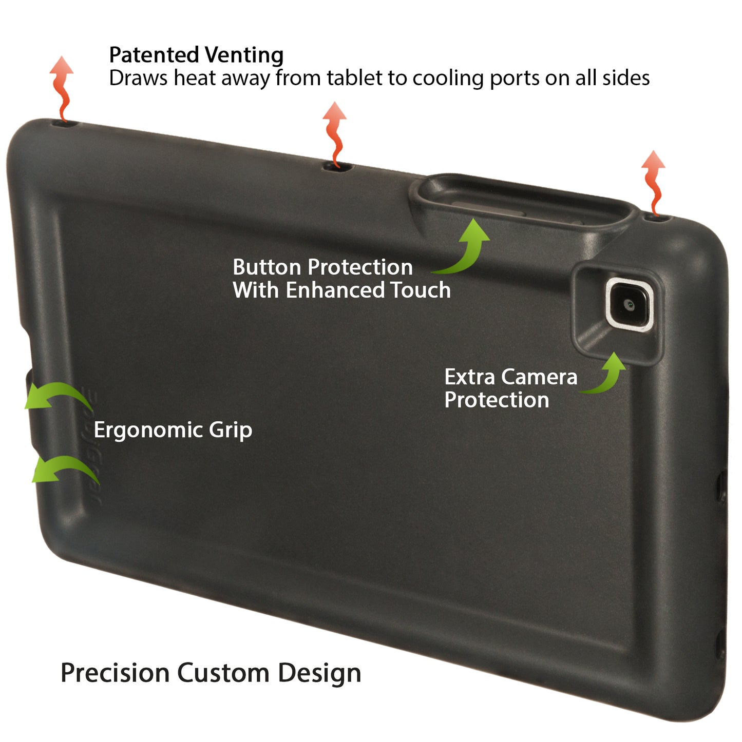 Bobj Rugged Tablet Case for Samsung Galaxy Tab A7 Lite 8.7 inch SM-T220, SM-T225, SM-T227 - Bold Black