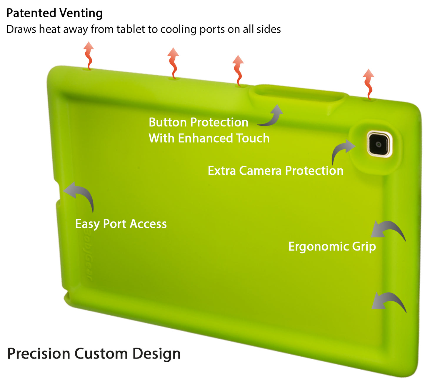 Bobj Rugged Tablet Case for Samsung Galaxy Tab A7 10.4 inch 2020 Models SM-T500, SM-T505, SM-T507 - Gotcha Green