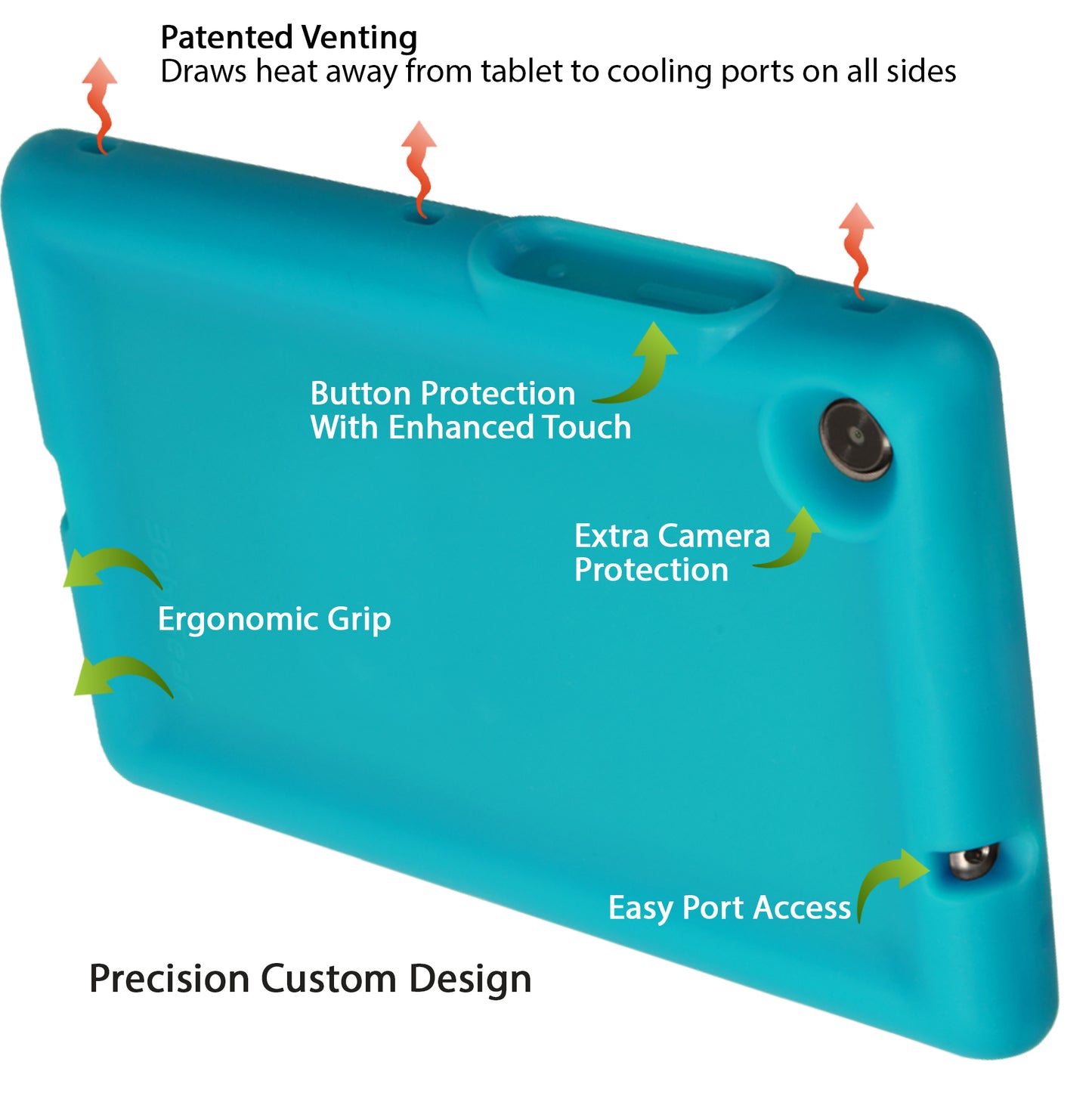 Bobj Rugged Tablet Case for Lenovo Tab M8 HD (TB-8505F, TB-8505X) - Terrific Turquoise