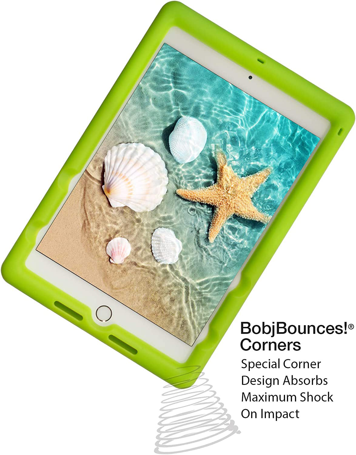 Bobj Rugged Tablet Case for iPad Mini 5 (2019) Kid Friendly (Gotcha Green)